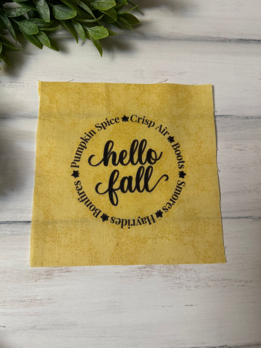 Hello fall on yellow 5” patch