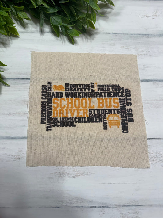 School Bus Driver words 6” patch
