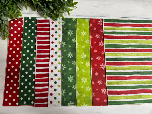Bright Christmas printed felt sheets set of 8 prints