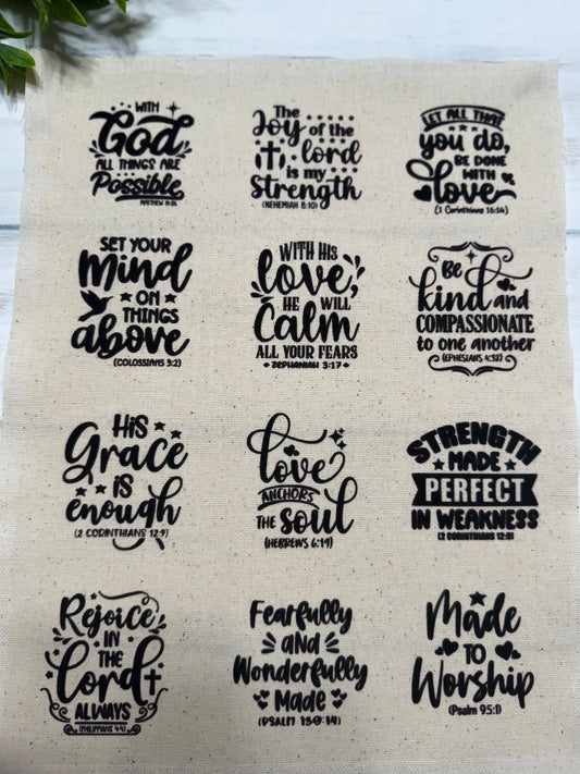 Faith 2 set of 12 patches for keychains/ornaments etc