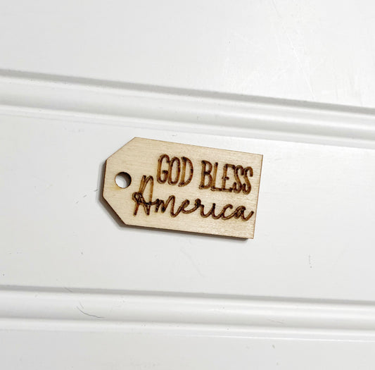 God Bless America wooden tag