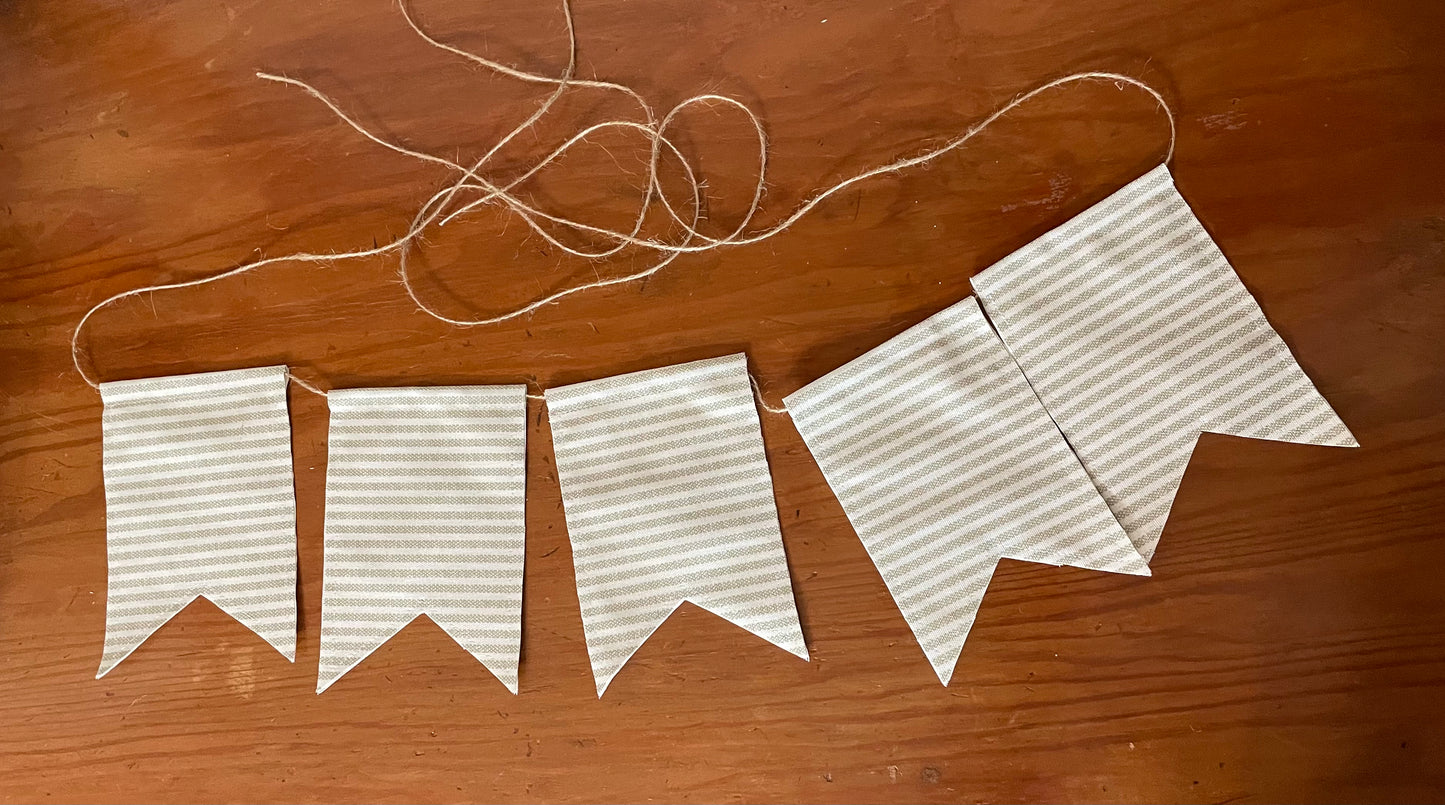 5 piece beige ticking banner