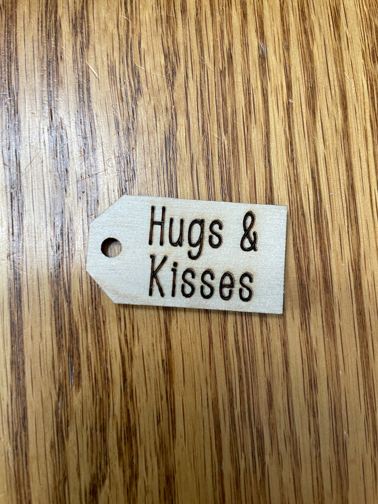 Hugs & Kisses wooden tag