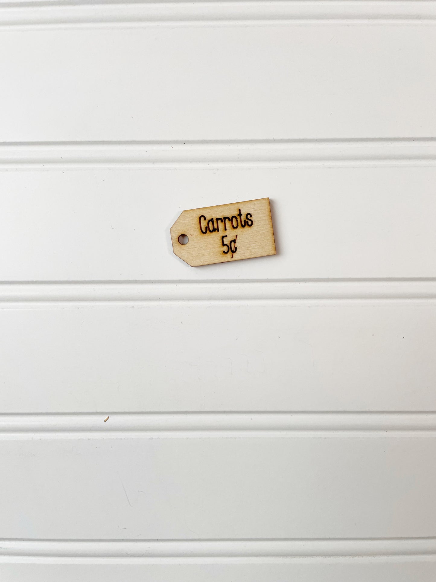 Carrots 5¢ wooden tag