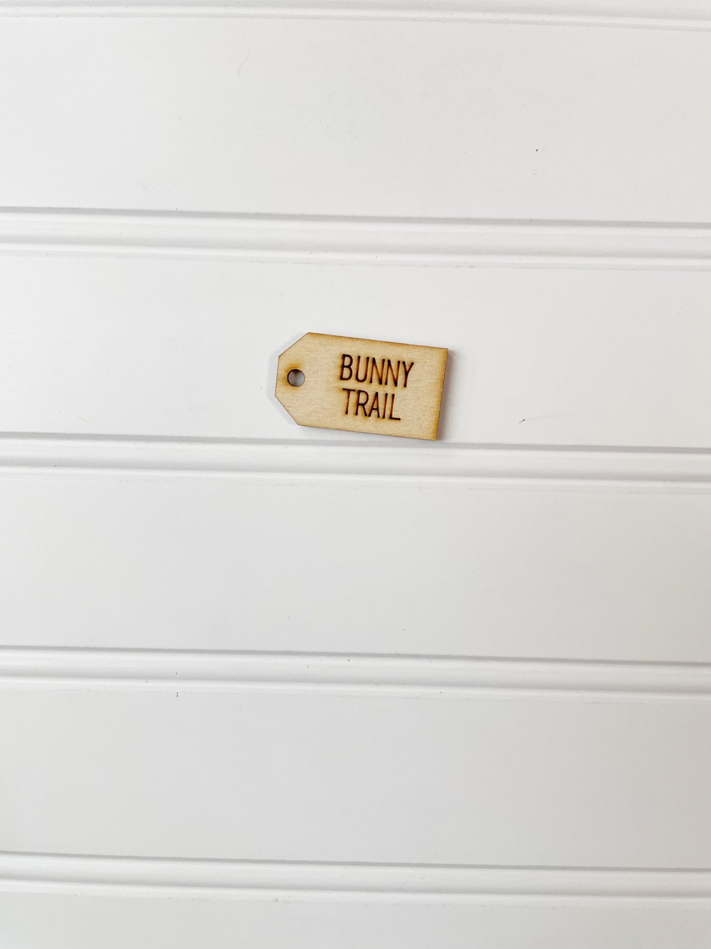 Bunny Trail wooden tag