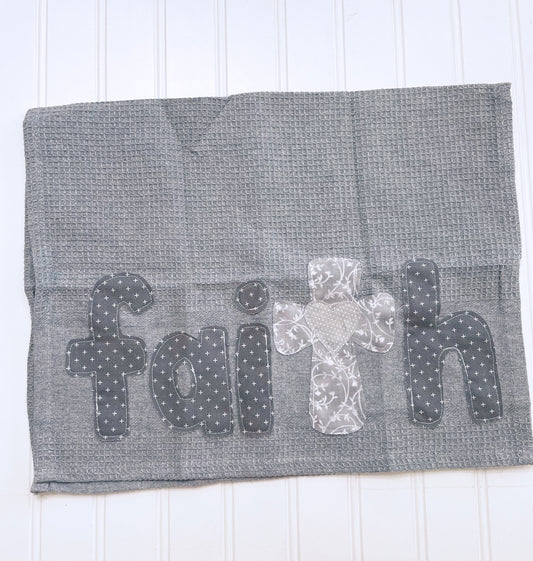 Faith light gray tea towel