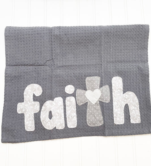 Faith dark gray tea towel