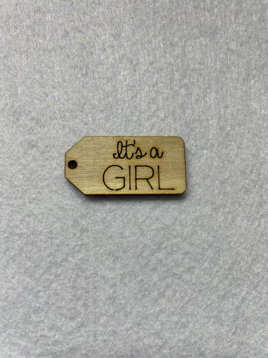 It’s a Girl wooden tag