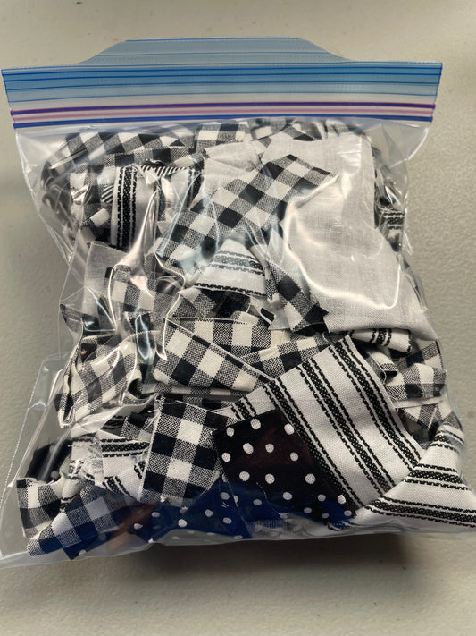 Black and white scrap fabric mix