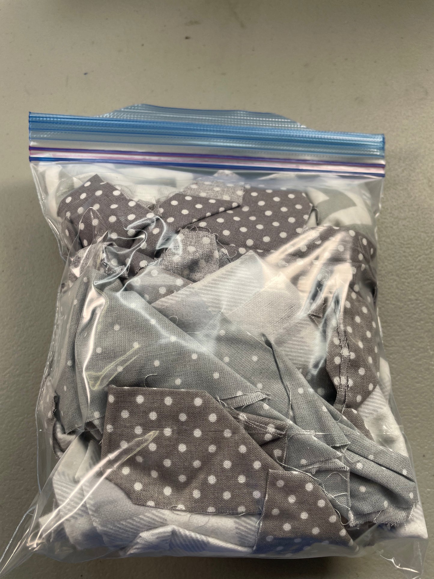 Gray and white scrap fabric mix