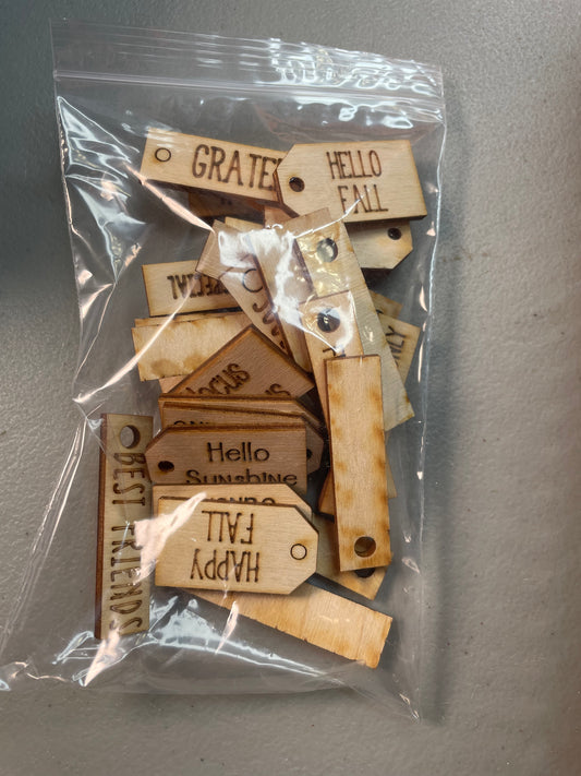 Mystery 25 pack of wooden tags