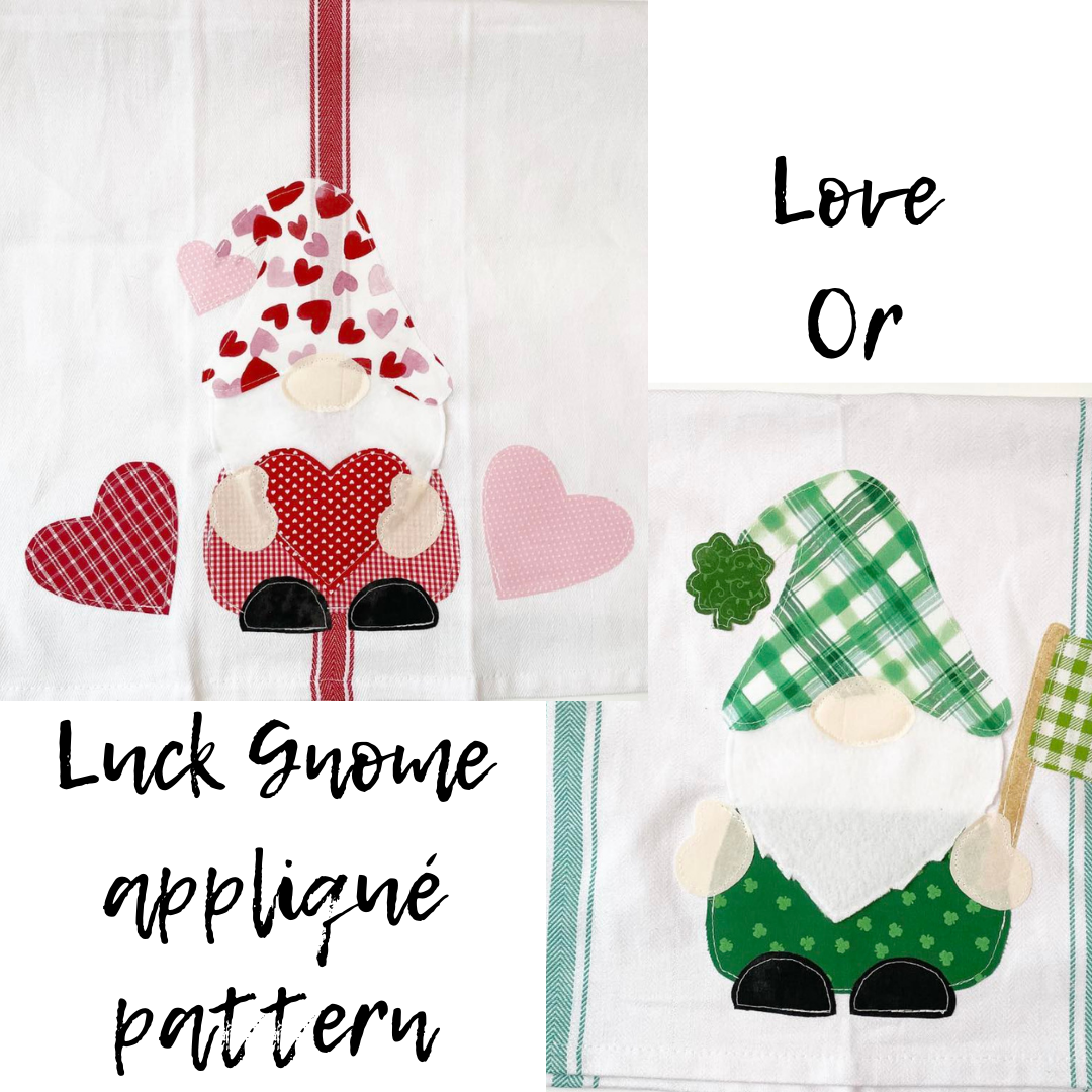 Love or Luck Gnome applique pattern