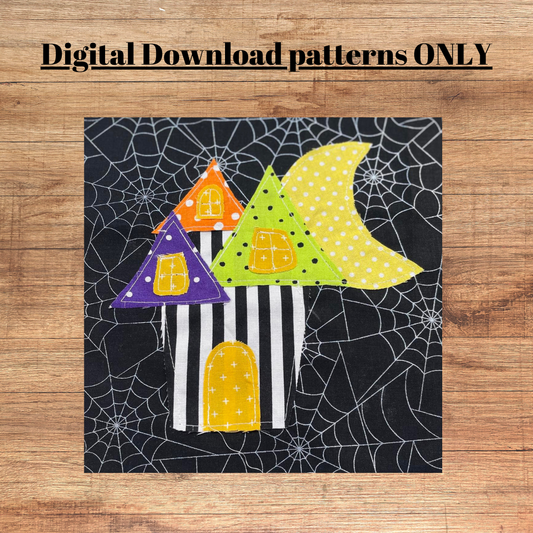 Haunted house in 2 sizes applique pattern