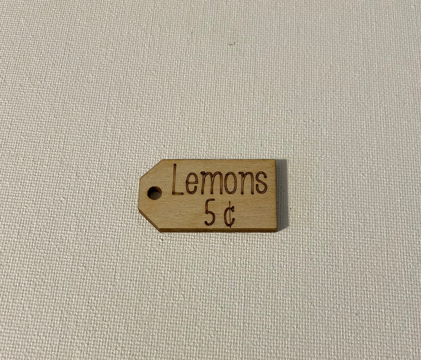 Lemons 5¢ wooden tag