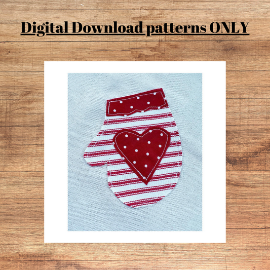 Mittens in 3 sizes applique pattern