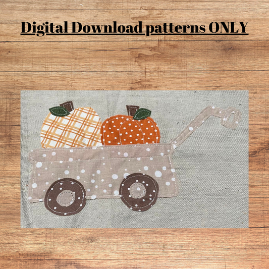 Pumpkins in a wagon applique pattern