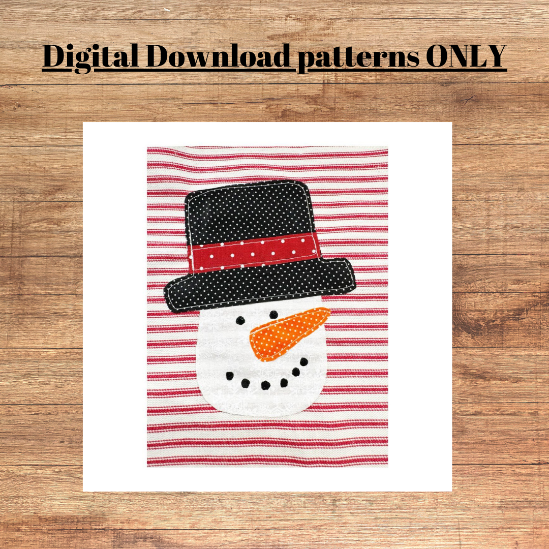 Snowman with hat applique pattern