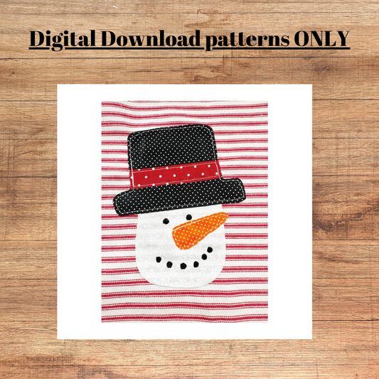 Snowman with hat applique pattern