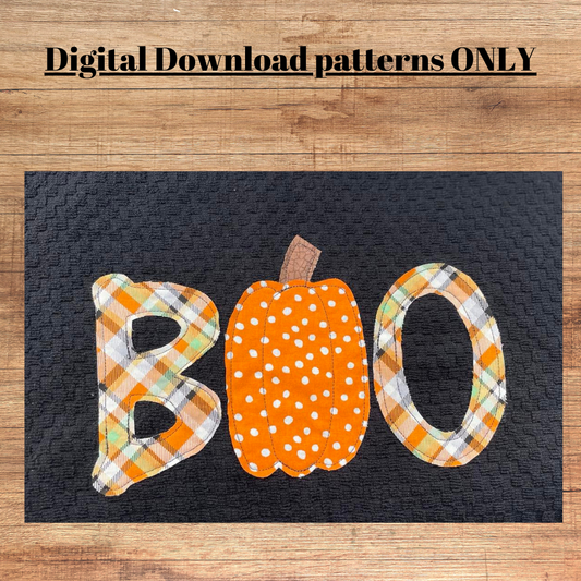 BOO in 2 sizes applique pattern