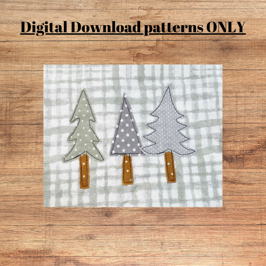 Woodland trees variety applique pattern