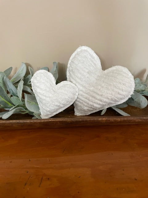 White Chenille Hearts